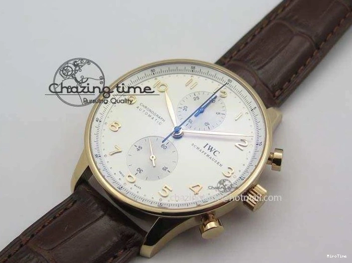 MIROTIME 0418 Portuguese Chrono RG IW371480 ZF 1:1 Best Edition White Dial On Brown Leather Strap A7750 V HighPerformance 7266
